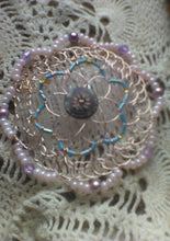 Load image into Gallery viewer, "Best of Both Worlds " Kippah resting atop  a lace tablecloth (not included)