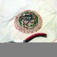 Load image into Gallery viewer, Copper, Black and Green Flower Kippah