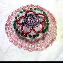 Load image into Gallery viewer, Copper, Black and Green Flower Kippah