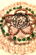 Load image into Gallery viewer, Copper, Black and Green Flower Kippah