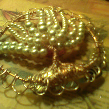 Load image into Gallery viewer, Pearl beaded Tree of Life Kippah on a box which has a floral pattern