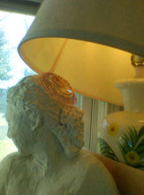 Load image into Gallery viewer, TOL Beaded Kippah on bust with a lamp beside it and a window behind ithind it