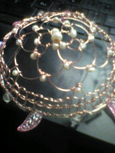 Load image into Gallery viewer, Freshwater Pearl Kippah for Woman, wire B Mitzvah kippa, Lightweight DIY wedding yarmulke