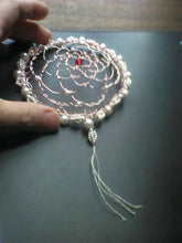Load image into Gallery viewer, MADE TO ORDER  Cherry Blossom Kippah Rose Gold Beaded Wire Yarmulke w miniature pearls and burgundy crystals plus repurposed beads