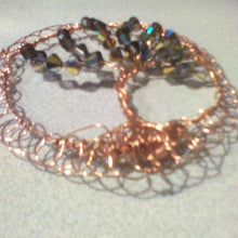 Load image into Gallery viewer, Shiny Copper Wire TOL with sparkly amber crystal beading