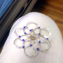 Load image into Gallery viewer, Joyful Morning Kippah Silver and Blue  w Vintage Button