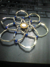 Load image into Gallery viewer, Joyful Morning Kippah Silver and Blue  w Vintage Button