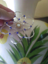 Load image into Gallery viewer, Joyful Morning Kippah Silver and Blue  w Vintage Button