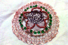 Load image into Gallery viewer, Copper, Black and Green Flower Kippah