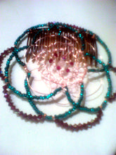 Load image into Gallery viewer, Teal and Burgundy  Crystal kippah on white background