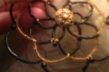 Load image into Gallery viewer, Lightweight Black and Gold Beaded Wire Kippah with Gold Button (Original Sold: expect variations)