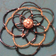 Load image into Gallery viewer, Lightweight Black and Gold Beaded Wire Kippah with Gold Button (Original Sold: expect variations)