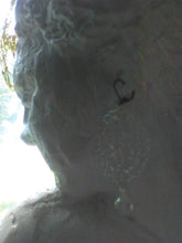 Load image into Gallery viewer, Silver  filigree earrings with crystal dangle. Available in other colors.