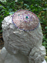 Load image into Gallery viewer, MADE  TO ORDER Teal, Purple, and Dark Copper Beaded  Wire Kippah for Woman
