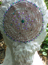 Load image into Gallery viewer, MADE  TO ORDER Teal, Purple, and Dark Copper Beaded  Wire Kippah for Woman