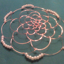 Load image into Gallery viewer, Rose gold and pearl  kippah on teal background