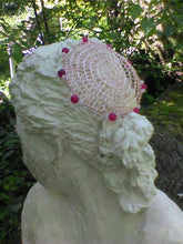 Load image into Gallery viewer, cherry blossom kippah on bust near fallen tree