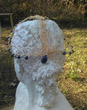 Load image into Gallery viewer, Dinah Kippah Headress in Gold and Lapis