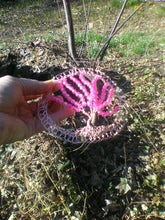 Load image into Gallery viewer, MADE TO ORDER: Pink Tree of Life Kippah with rose gold wire and pink crystals