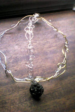 Load image into Gallery viewer, Wire priestess tiara headpiece with repurposed  jet dangle