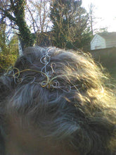 Load image into Gallery viewer, Wire priestess tiara headpiece with repurposed  jet dangle
