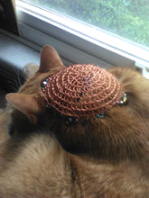 Load image into Gallery viewer, My cat, Nudnik, models the kippah