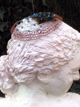 Load image into Gallery viewer, Dark Brown and Teal Yarmulke for Woman, Peacock Kippah MADE TO ORDER