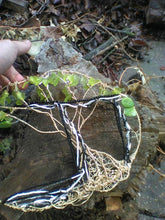 Load image into Gallery viewer, Tree of Life wall hanging made with beading and wire. Features green leaves.d