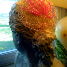 Load image into Gallery viewer, Beaded Pink Tree of Life Kippah on Rose Gold Wire