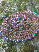 Load image into Gallery viewer, MADE  TO ORDER Teal, Purple, and Dark Copper Beaded  Wire Kippah for Woman
