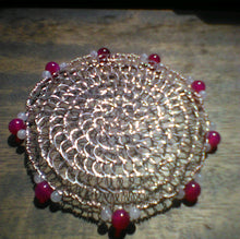 Load image into Gallery viewer, cherry blossom kippah on wooden desk
