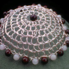 Load image into Gallery viewer, Made To Order: Rose Gold Kippah for Woman with Dark Pink and Light Pink Beading