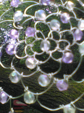 Load image into Gallery viewer, Lavender and crystal beaded wire kippah for women