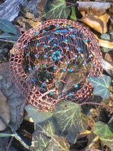 Load image into Gallery viewer, Dark Brown and Teal Yarmulke for Woman, Peacock Kippah MADE TO ORDER