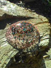 Load image into Gallery viewer, Dark Brown and Teal Yarmulke for Woman, Peacock Kippah MADE TO ORDER