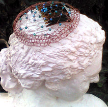 Load image into Gallery viewer, Dark Brown and Teal Yarmulke for Woman, Peacock Kippah MADE TO ORDER