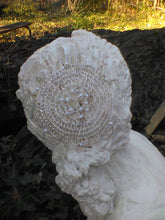 Load image into Gallery viewer, back view of bust with silver, pearl and crystal flower kippah