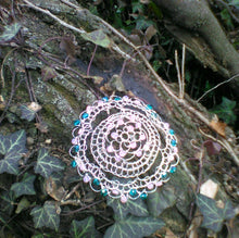 Load image into Gallery viewer, Teal and pink kippah for woman MADE TO ORDER