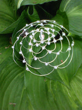 Load image into Gallery viewer, Silver wire kippah with pearl beading and crystal in the center