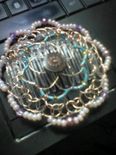 Load image into Gallery viewer, Best of Both Worlds Beaded Wire Kippah Pink and Blue Yarmulke
