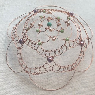 Sage and Mocha Mousse Beaded Wire Kippah