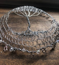 Load image into Gallery viewer, Silver Wire Tree of Life Hanukkiyah Kippah with Crystals
