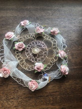 Load image into Gallery viewer, Winter Rose Kippah wire kippah for woman, beaded yarmulke,

