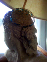 Load image into Gallery viewer, Malkhut Shekhinah Kippah, Gold and Blue Yarmulke, Lightweight Wire Kippah with Beading
