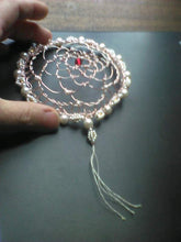 Load image into Gallery viewer, Cherry Blossom Kippah Rose Gold Beaded Wire Yarmulke w miniature pearls and berry crystals plus repurposed beads
