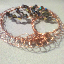 Load image into Gallery viewer, Shiny Copper Wire TOL with sparkly amber crystal beading
