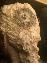 Load image into Gallery viewer, Silver, gold and black wire flower kippah with button focal
