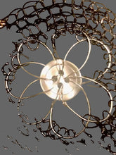 Load image into Gallery viewer, Silver, gold and black wire flower kippah with button focal
