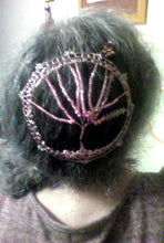 Load image into Gallery viewer, Tree of Life Shkeydia Almond Tree Kippah with pink beading, crystals on rose gold wire
