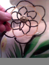 Load image into Gallery viewer, Lightweight Black and Gold Beaded Wire Kippah with Gold Button
